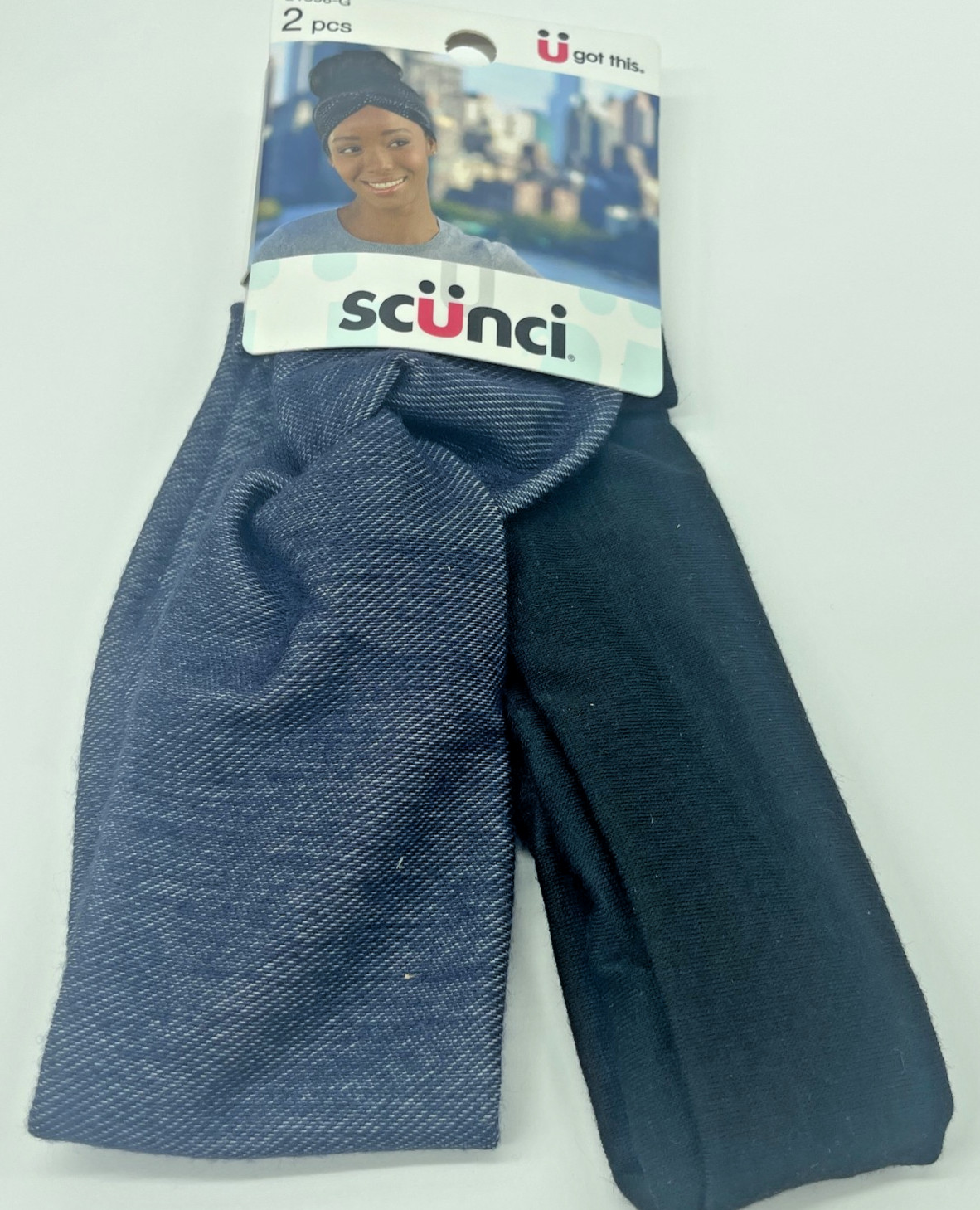 Lot of 3 Scunci Reversible Wide Headwrap Blue/Black NEW 2 Pack Women Headband