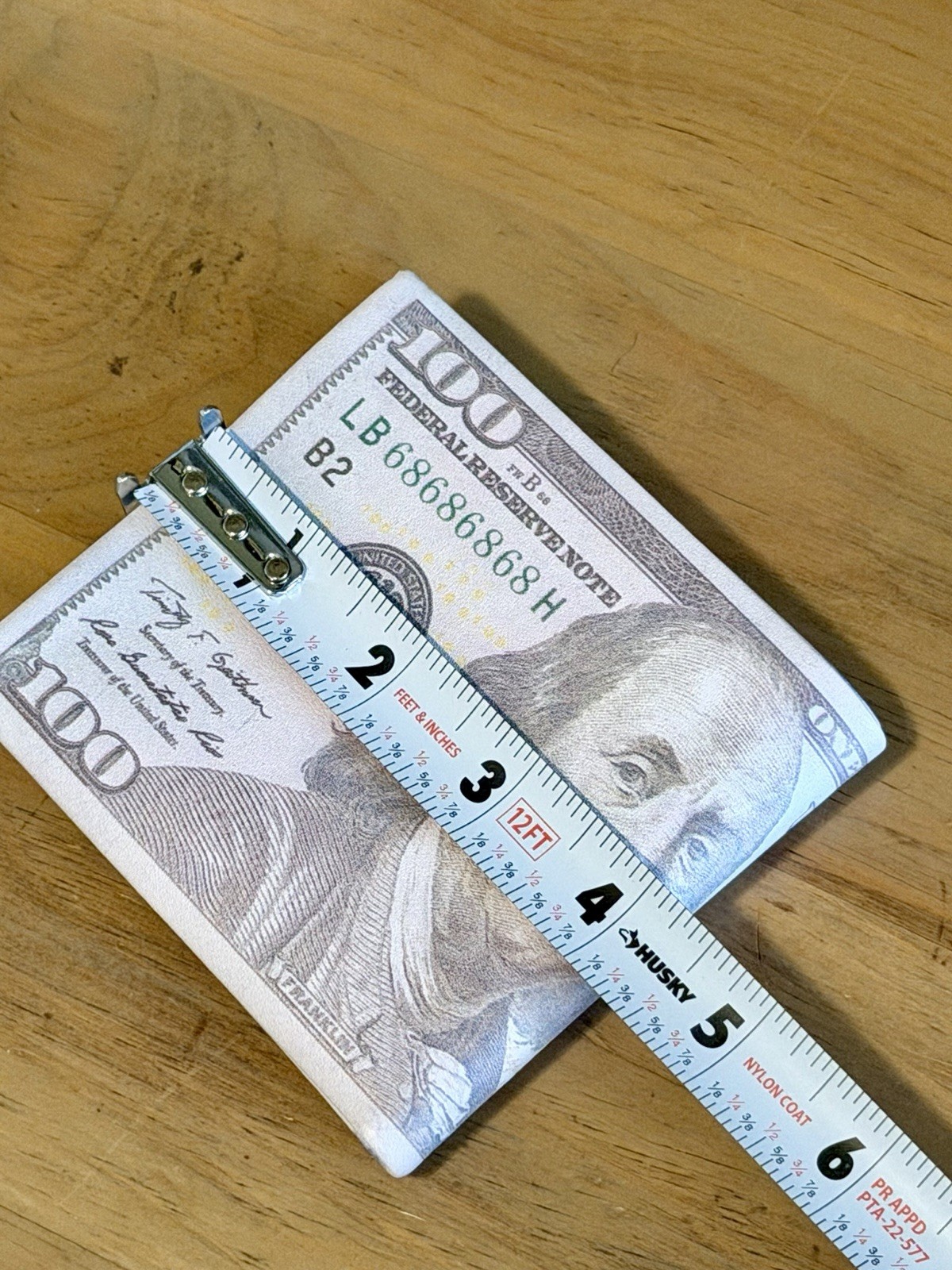 Mens 100 Bill Printed Leather Bifold Novelty Wallet