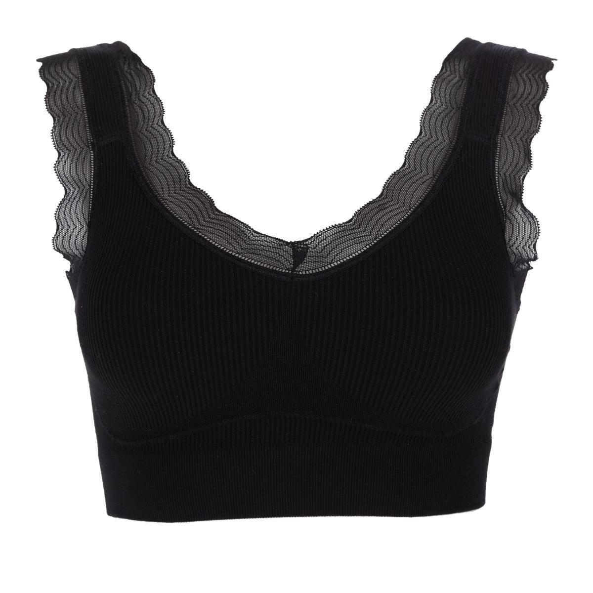Rhonda Shear 2pk”Forever Stretch”Ahh Ribbed Knit Bra w/LaceTrim 764-481 ,Size 1X