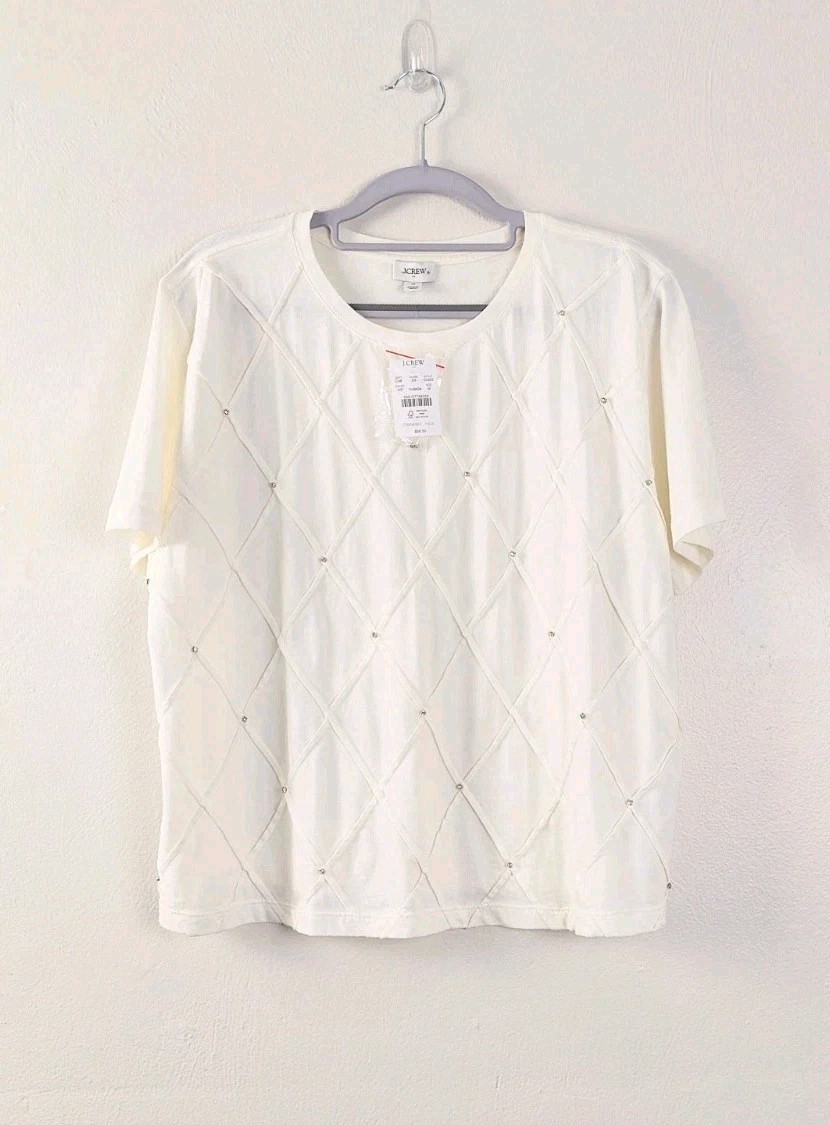 J. Crew Jewel-embellished tee Women’s Size Medium Short Sleeve T-shirt CL505