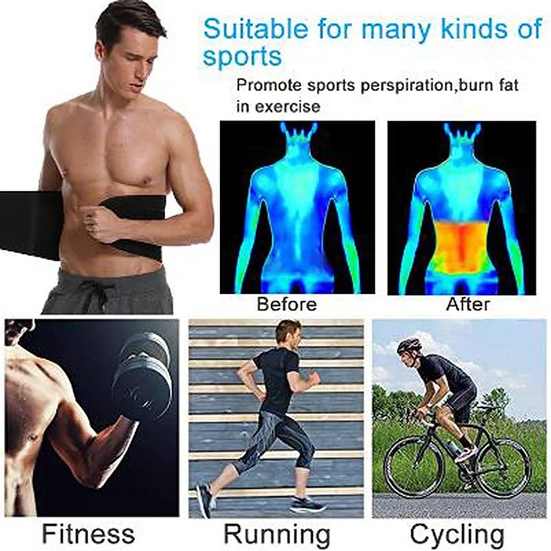 Men&Women Waist Trimmer Belt Burn Fat Sweat Body Shaper Weight Loss Girdle Gym