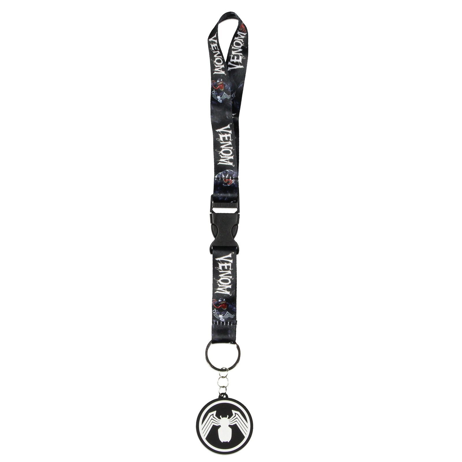 Marvel Venom Wrist Strap Lanyard for Keys with 2″ Rubber Keychain