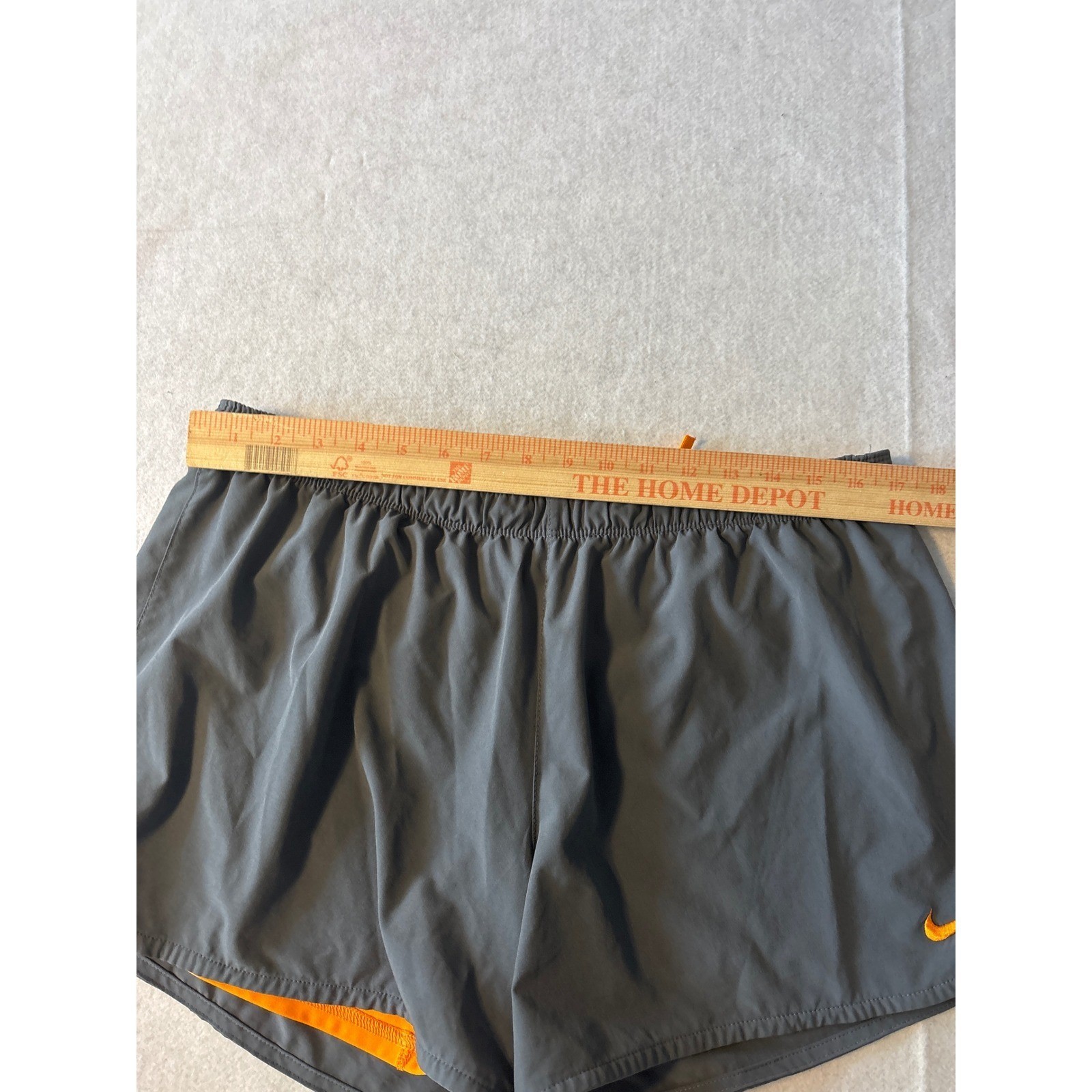 Nike Mens Dri-FIT Running Shorts Charcoal Grey Orange XL Just Do It Waistband