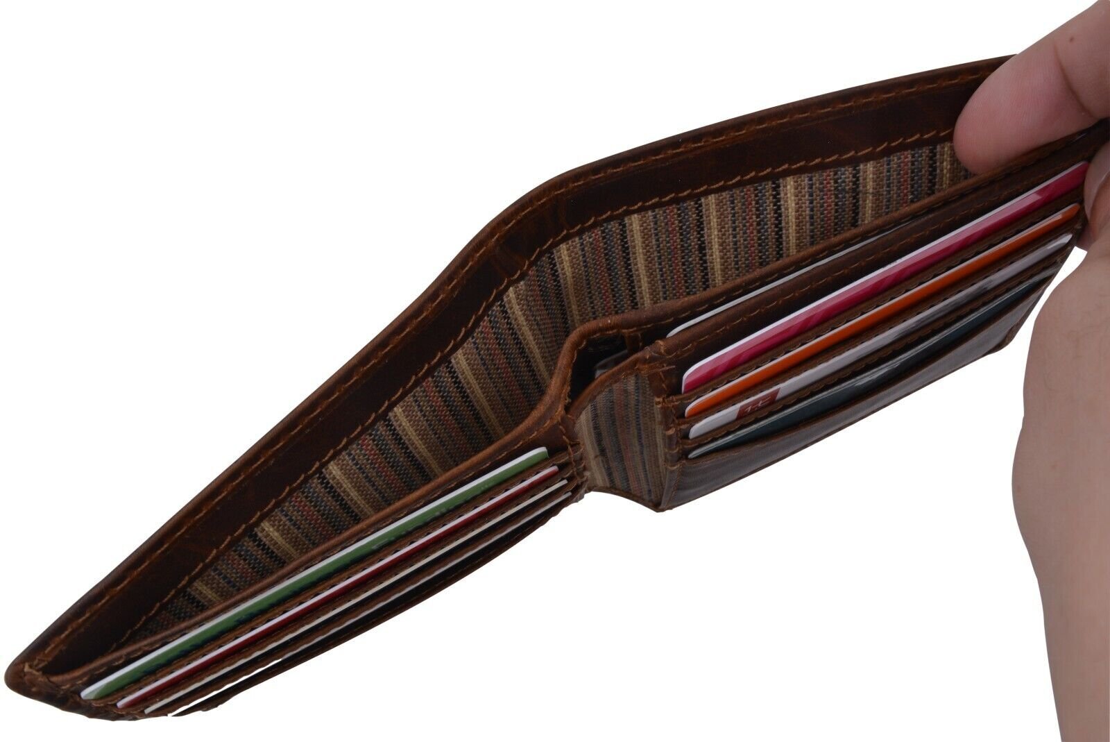 RFID Blocking Brown Vintage Leather Men’s Bifold Center Flap Wallet