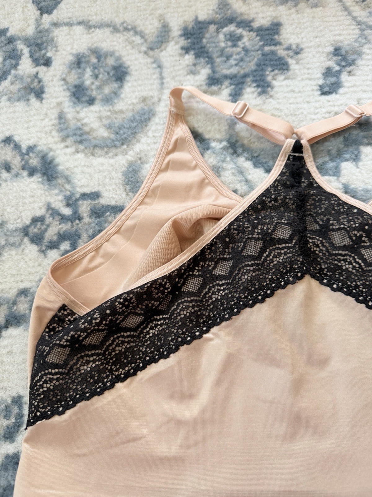 Ruby Ribbon Pin Up Demiette Bra 44 Nude Beige Lace Racerback Shapewear