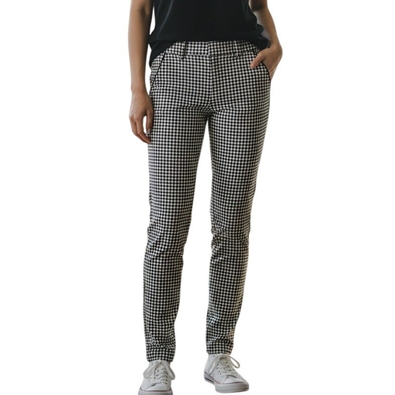 Shinestar Gingham Checkered Pants Black White Y2K Stretch Women Size Large