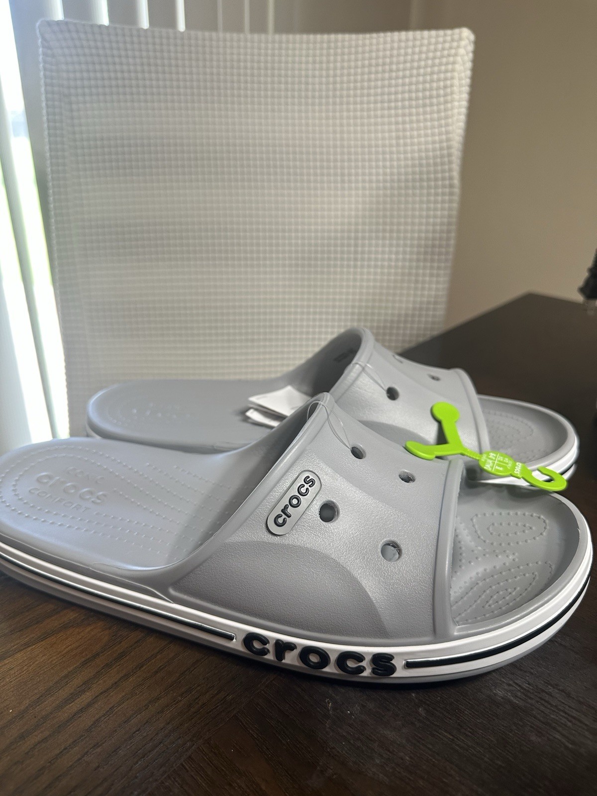 Crocs Bayaband Slide Men’s Sandals Gray Comfort Lightweight Size 12 Synthetic
