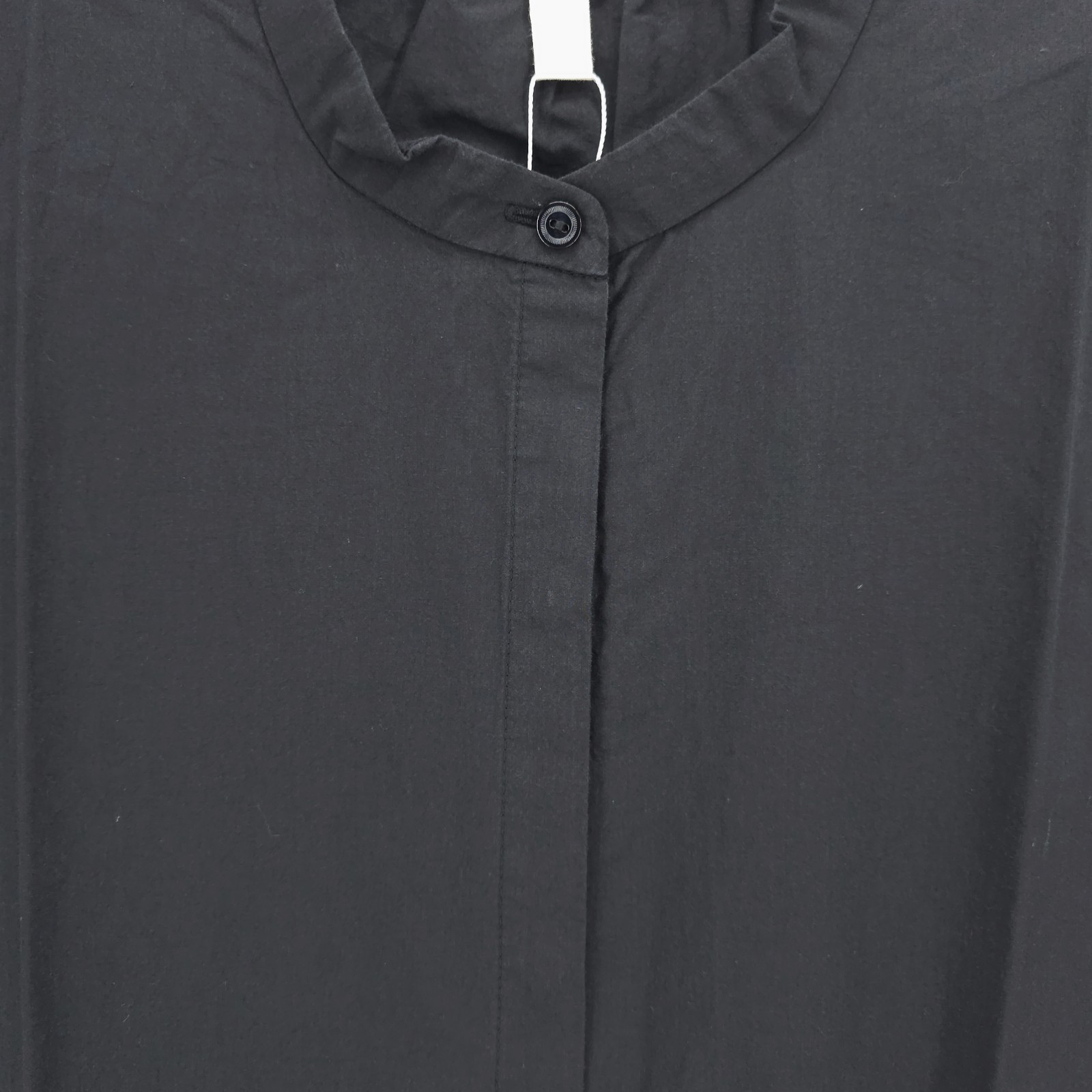 NWT EILEEN FISHER Black Mandarin Collar Shirt Cotton Poplin Sleeveless XL