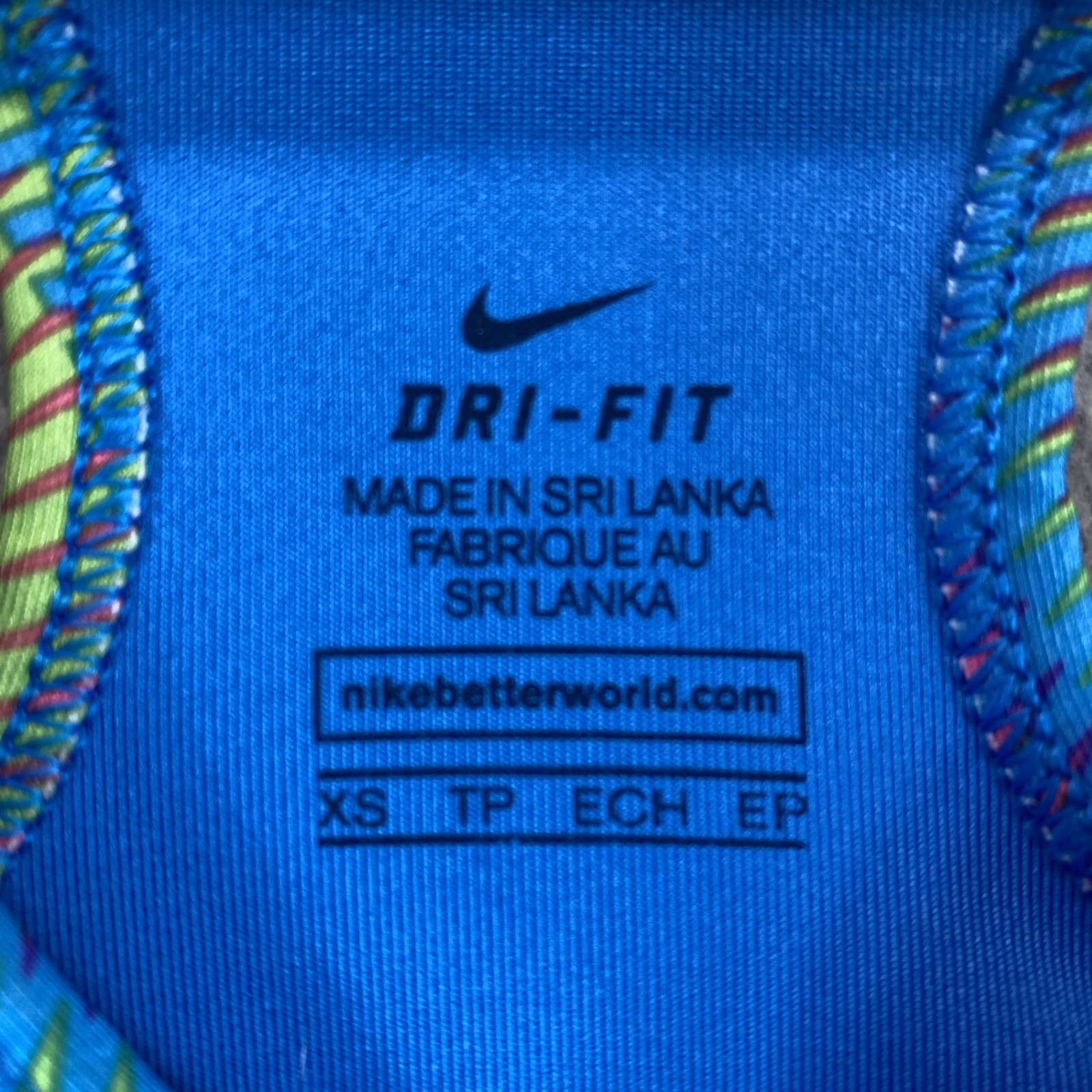 Nike Pro Colorful Sports Bra XS Athletic Racerback Rainbow Training Gym