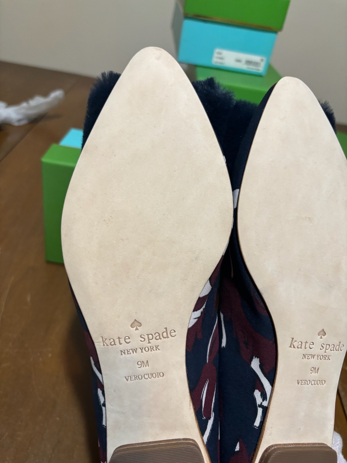 Kate Spade New York Elen Fox Glen Fabric Flats with Bow Navy Women Size 8,8.5,9