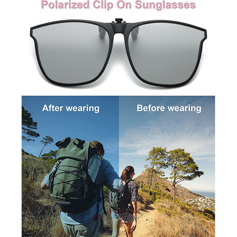 Polarized Clip-on Sunglasses Anti-Glare UV Protection Square Clip On Sun Glasses