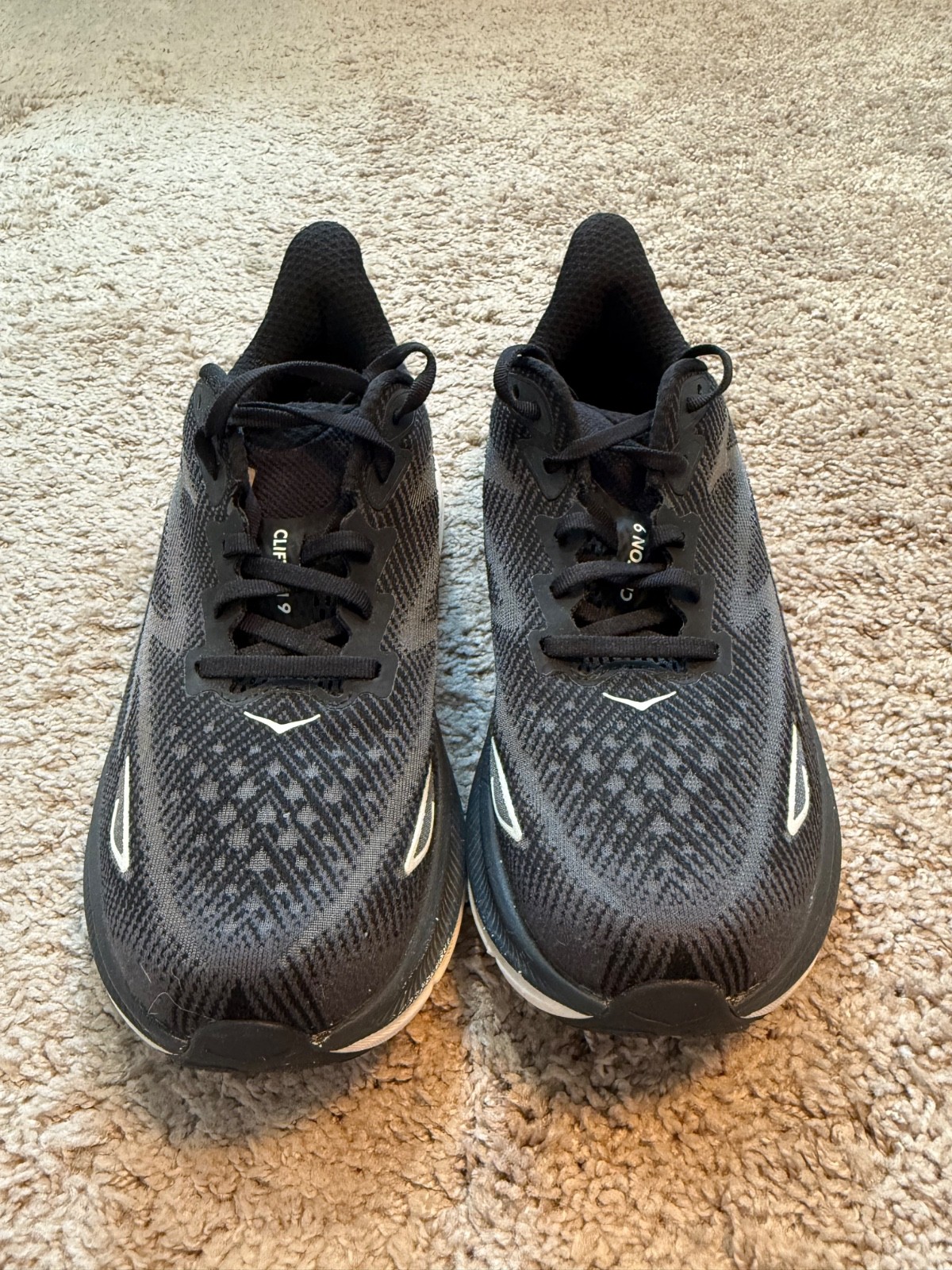 Hoka One One Clifton 9 Women Size 8.5D BWHT Black White Running Shoes