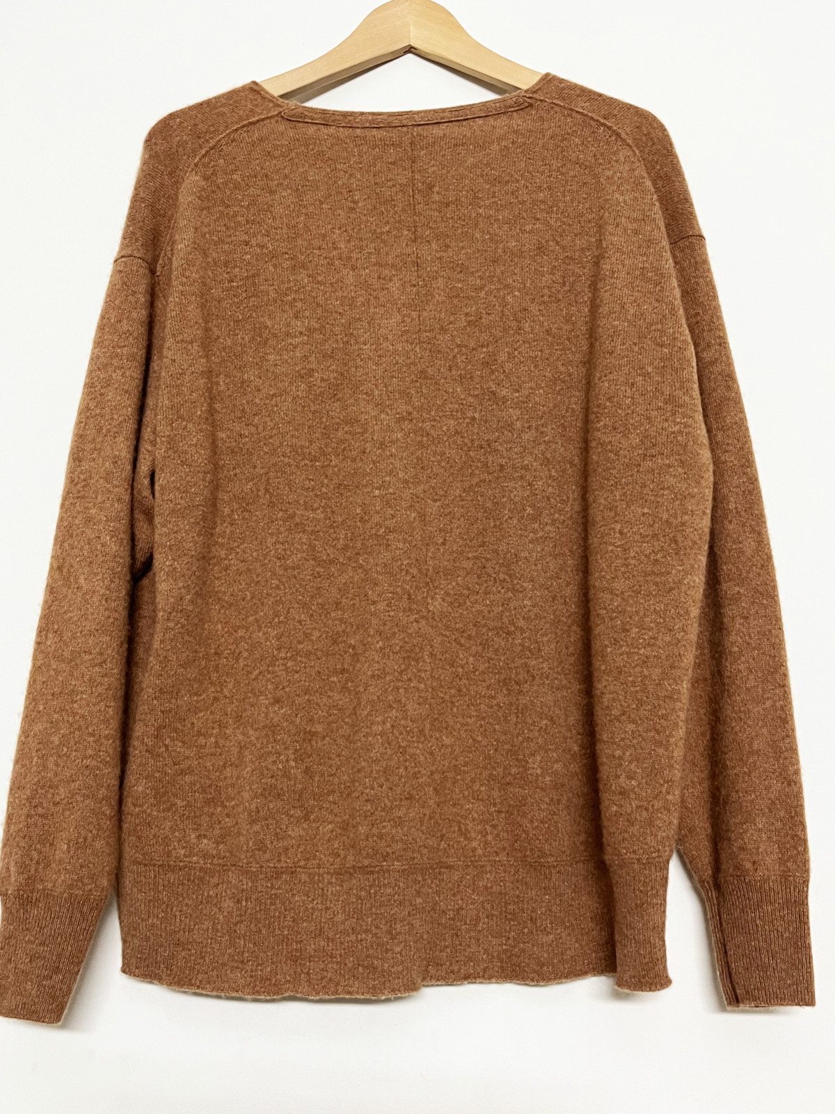 Free People – 100% Cashmere Vneck Cardigan button Sweater Women Brown XS