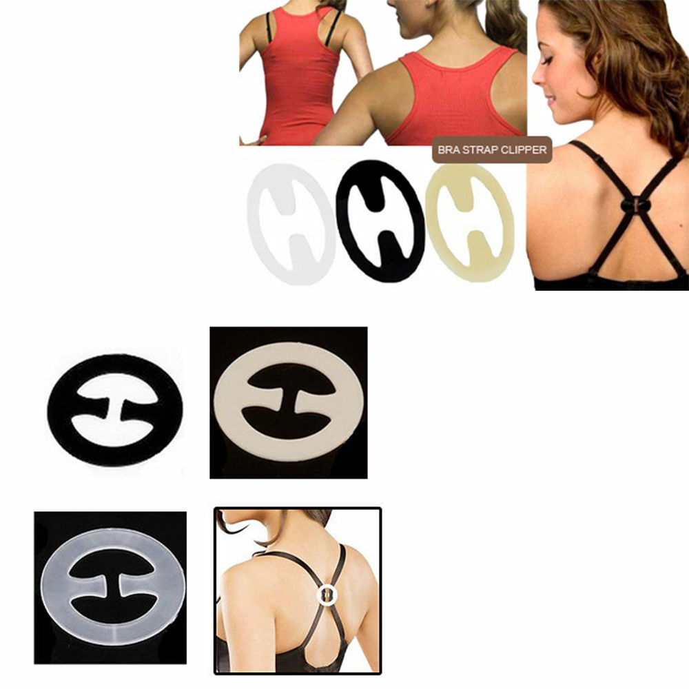 12 Circle & 12 Oval Conceal Bra Strap Racerback Clips in Beige Black Clear