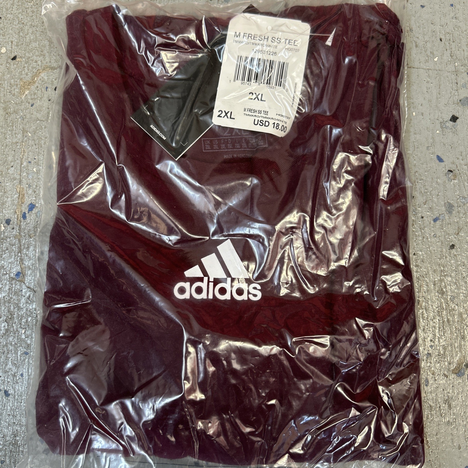 Adidas Mens Fresh Short Sleeve Cotton Tee Maroon HG0707 Men’s Size 2XL – NWT