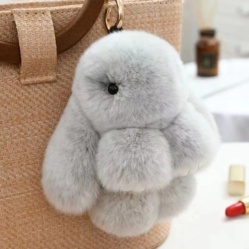 Cute Charm Key Chain Bag pendant Plush Bunny Toy Rabbit Fur Doll Gifts Keychain