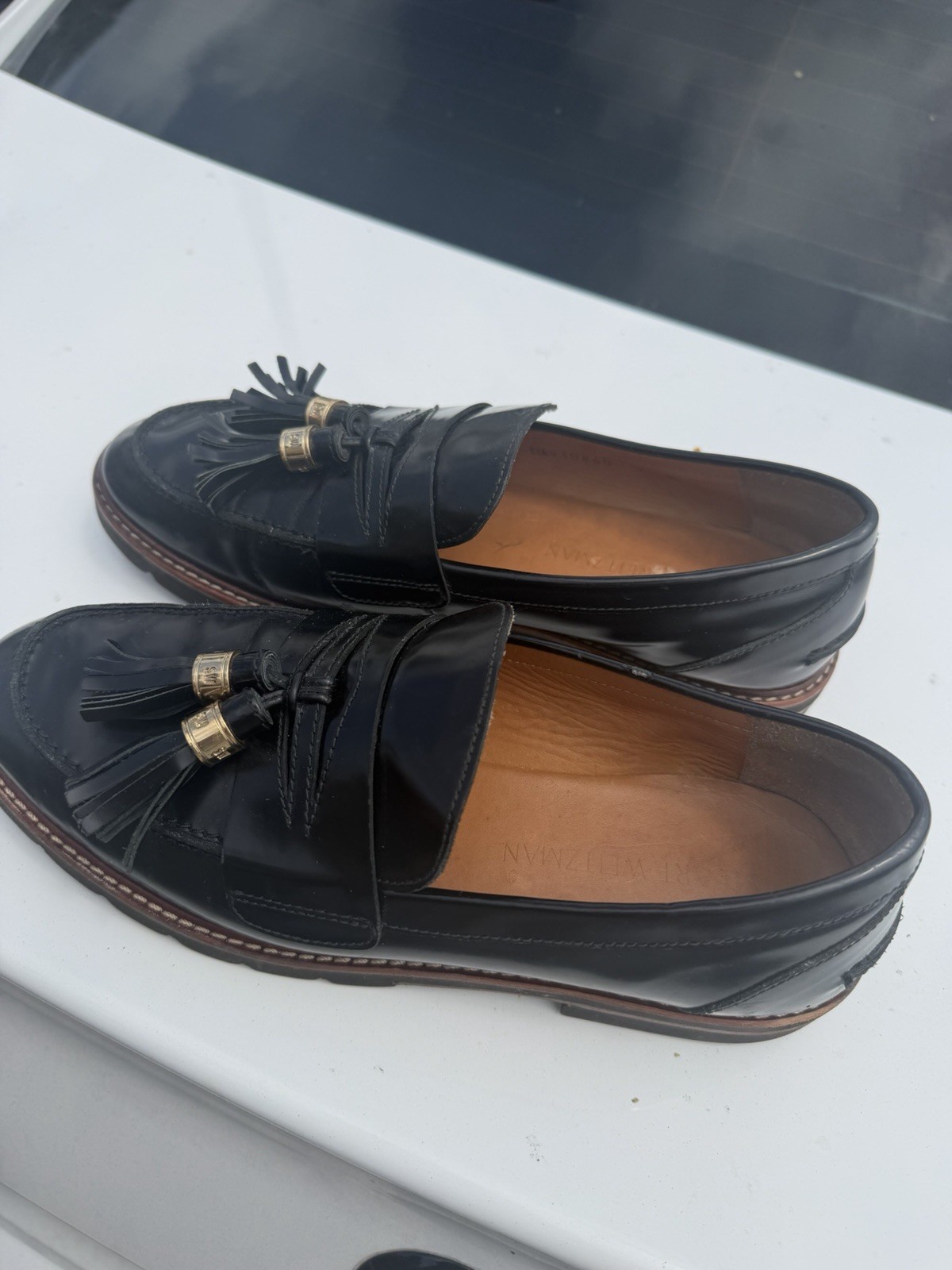 Made in Spain Luxury Patent Leather loafers Stewart weitzman shoes size 8