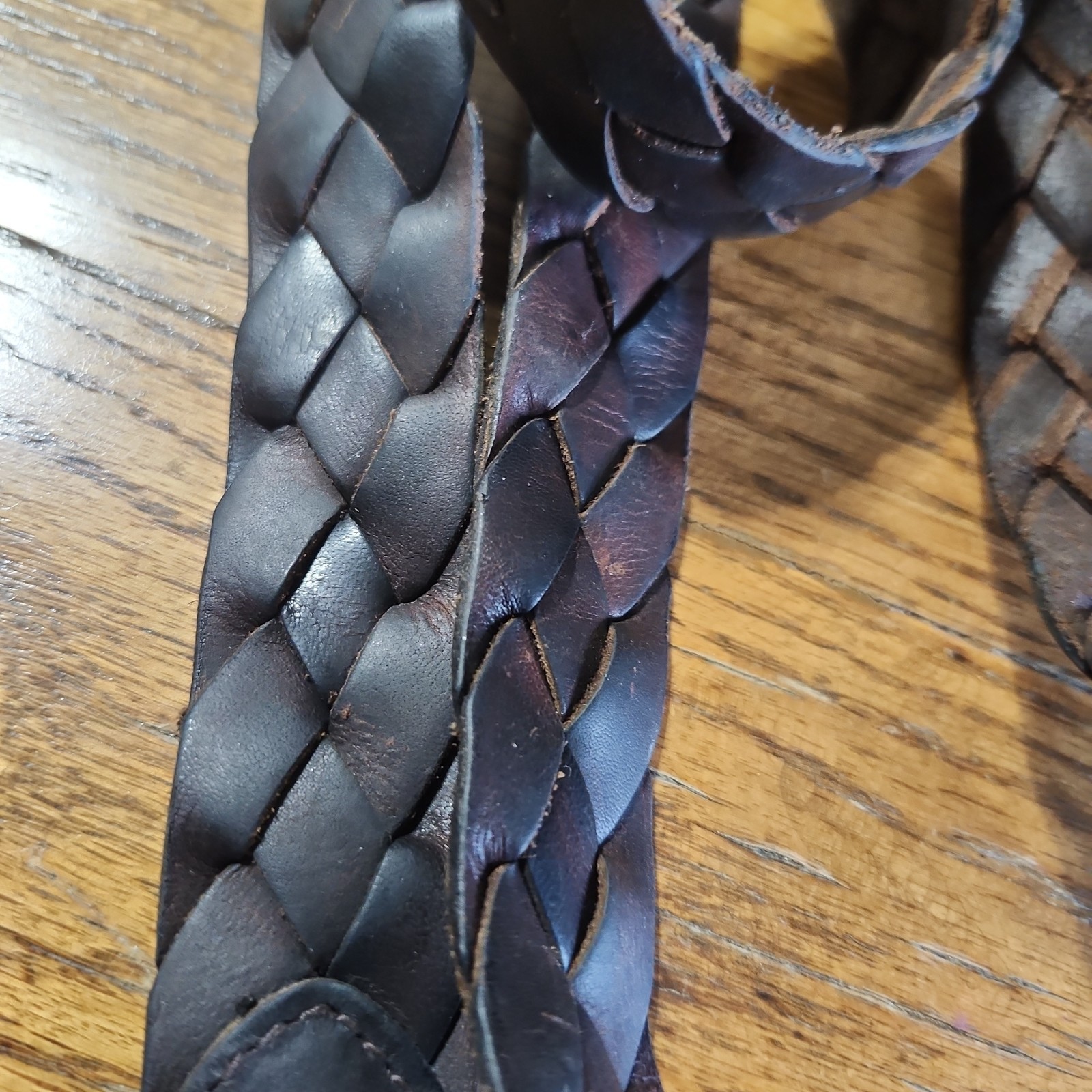 Braided Belt Size 35/90 Soft Oiled Look Dockers Dk Brown Full Grain Leather