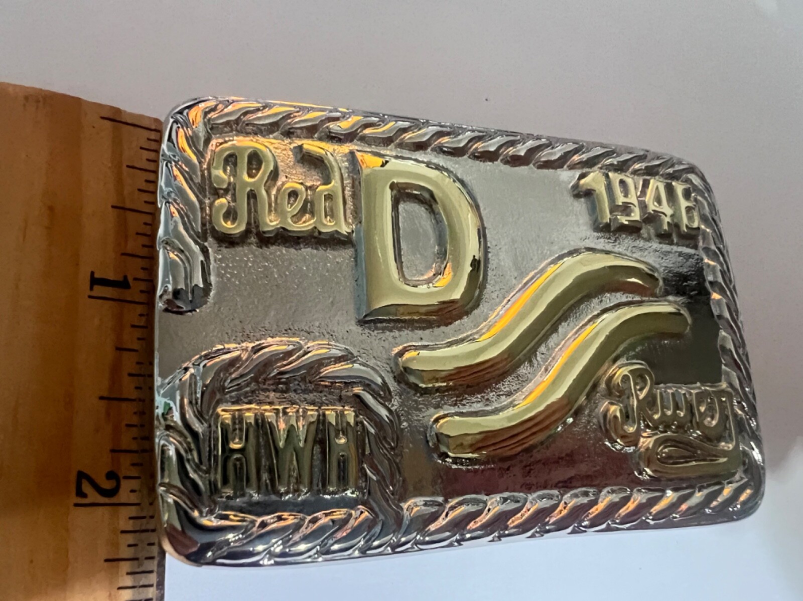 John Wayne Gold/Nickel Red River D Belt Buckle 1946 Movie Westerns Howard Hawks