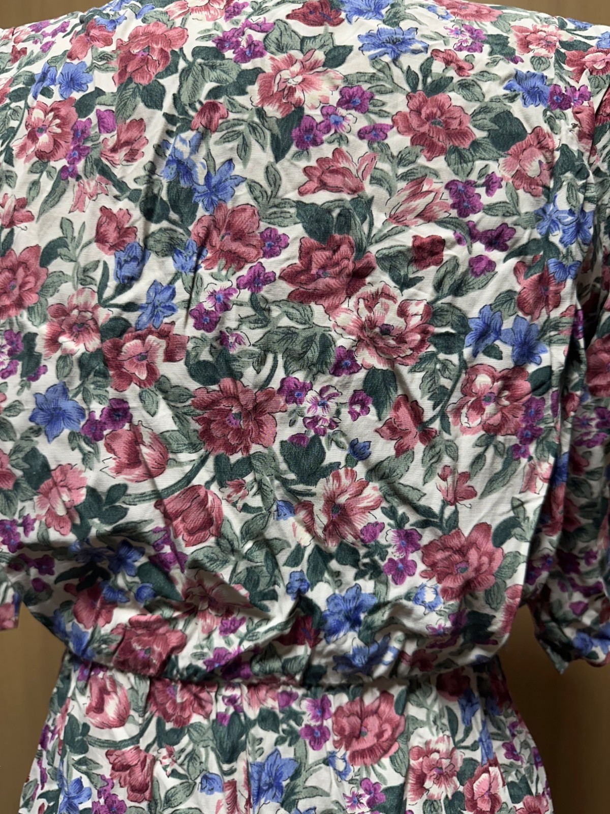 Vintage RJ Stevens Floral Midi Dress Bib Pockets 80s 90s Cottagecore Small