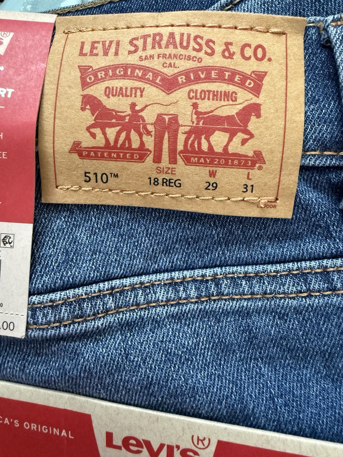 Levi’s 510 Shorts Boys 18 Regular Blue Jean Stretch Adjustable Waist Jorts NWT