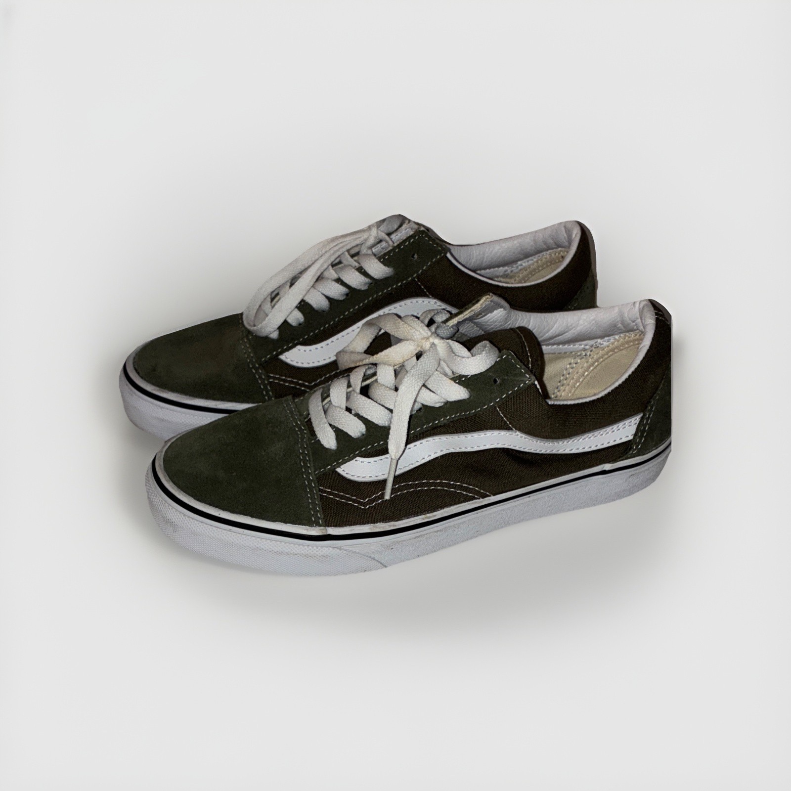 VANS Old Skool Green/White Canvas Lace-Up Sneakers Round Toe Men US 6 EU 38
