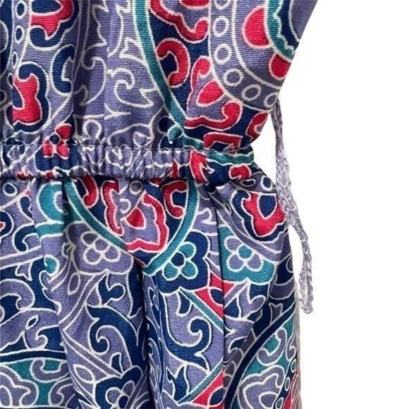 80s Vintage Leslie Fay Shirtwaist Dress Size 14P Pleated Bohemian Medallion