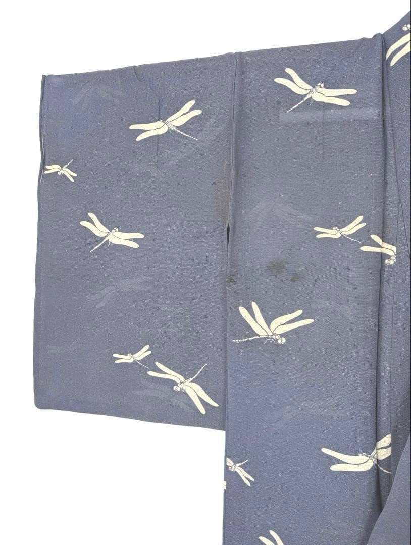 Silk Summer Kimono Ro Mon Small Pattern 150cm 64cm Tranquil Blue Dragonfly