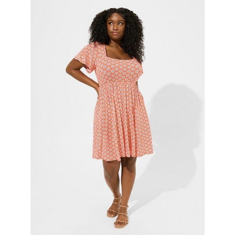 Torrid Skater Silouhette Sunny Days Nasturtium Soft Knit Dress Size 1 (1X,14/16)