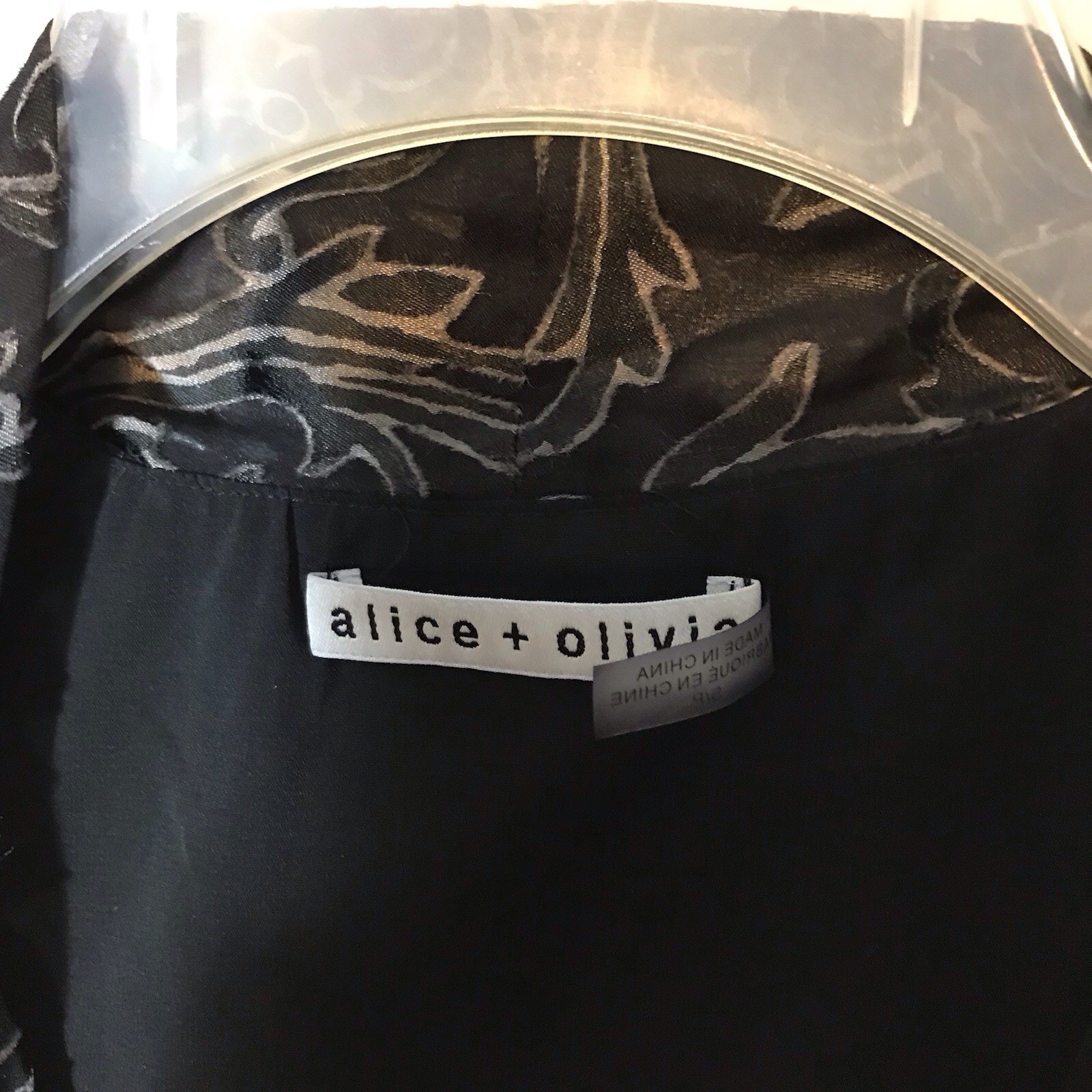 Alice & Olivia Silk Striped Baroque Swirl Neck Tie Flowy Witchy Whimsigoth Top S