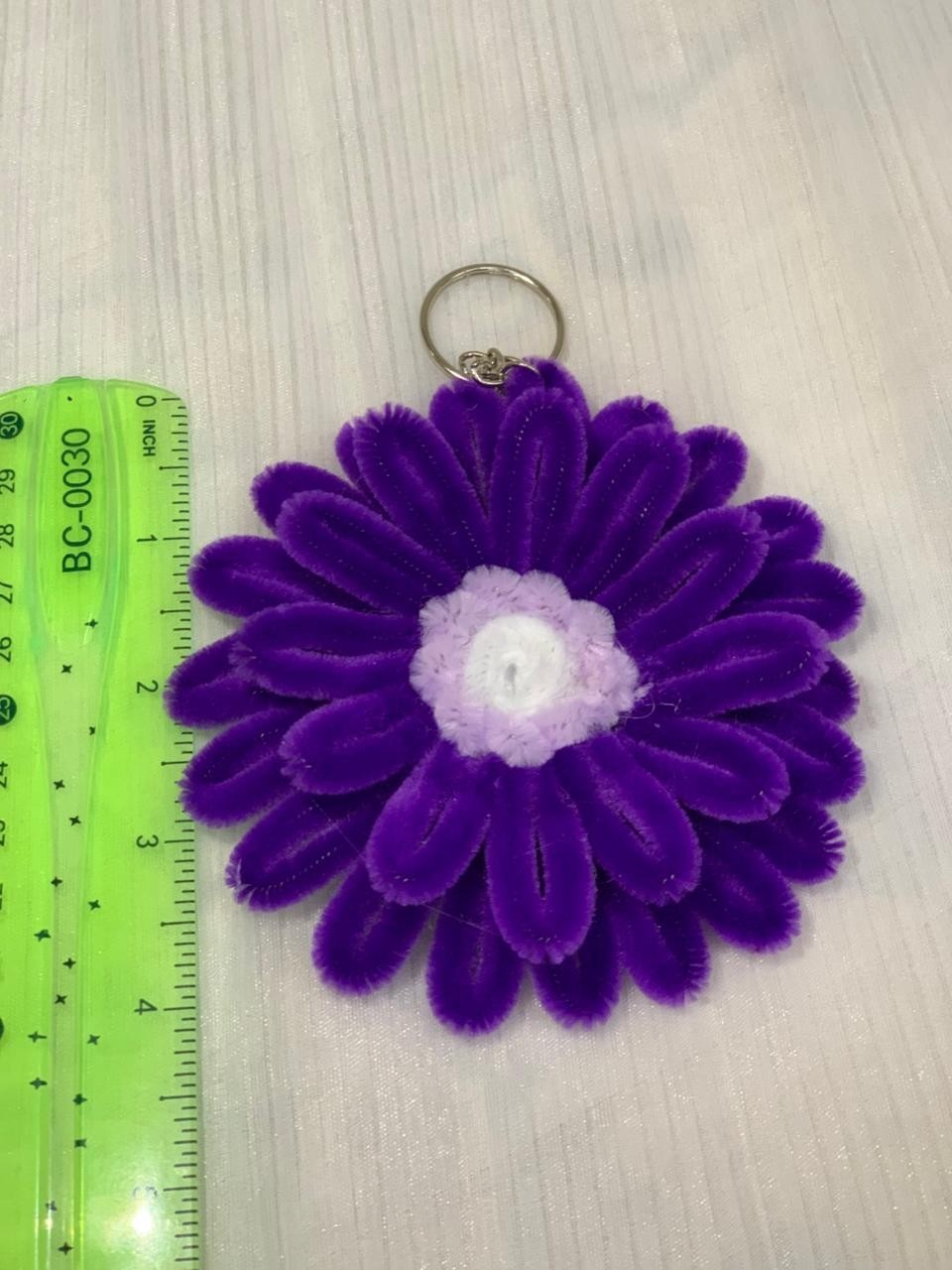Handmade Chenille Flower Keychain Cute Floral Bag Charm Unique Gift Accessory