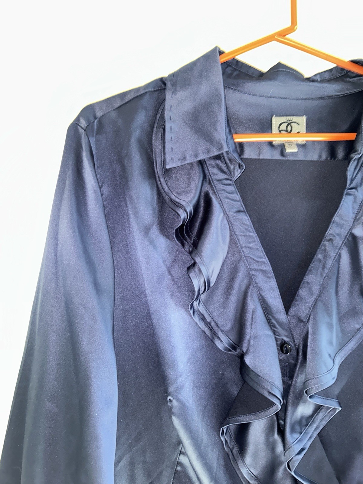 Royal Blue Satin Type Fabric Sz 3x By Queen Collection . V Neck Ruffled.