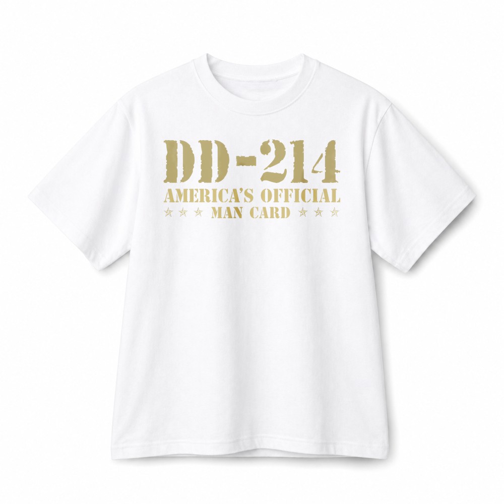DD-214 America’s Official Man Card Veteran Patriotic Graphic Cotton T-Shirt