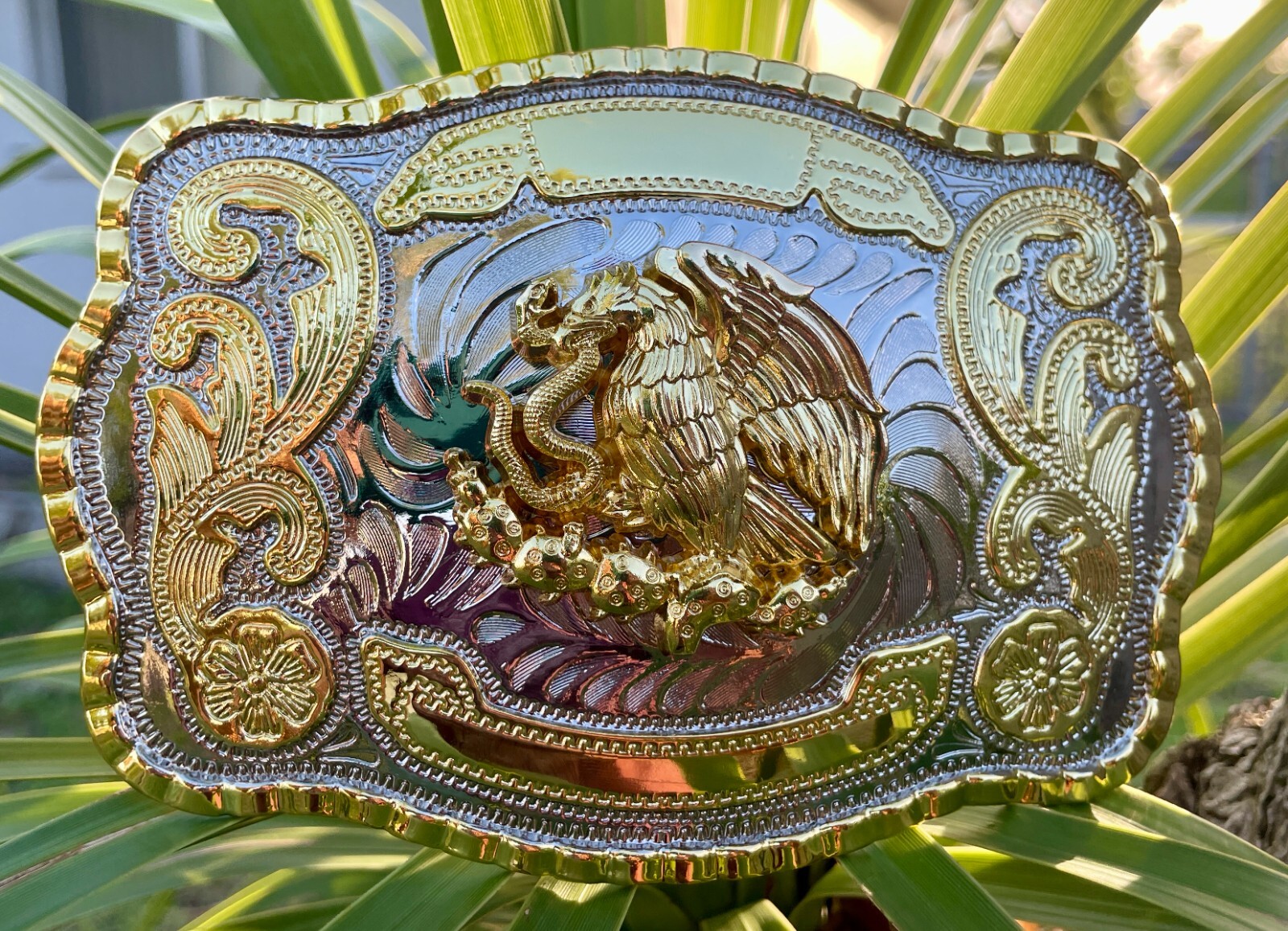 Large Mexican Emblem Western Belt Buckle, Hebilla Mexicana