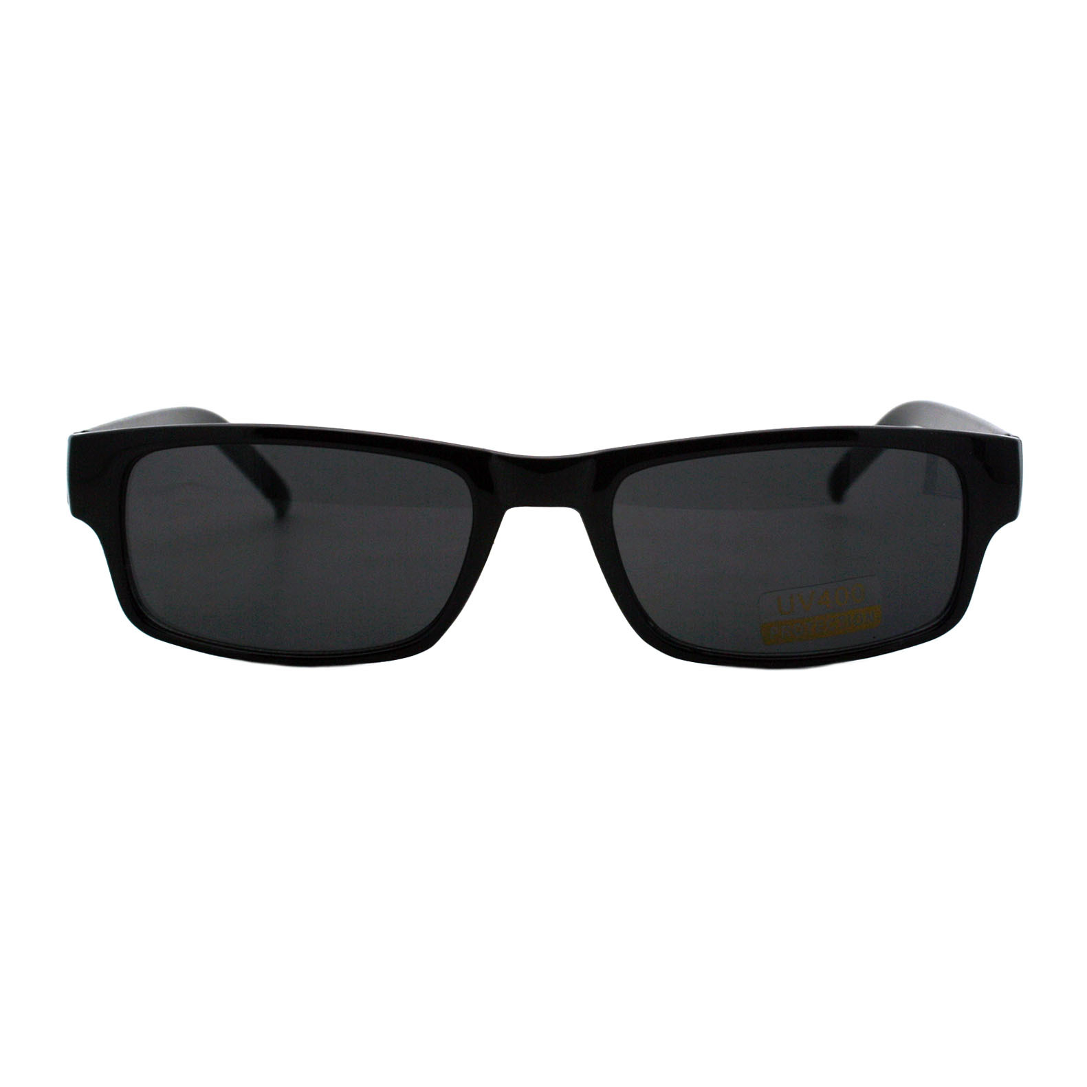 Small Black Rectangular Frame Sunglasses Black Lens Spring Hinge UV 400