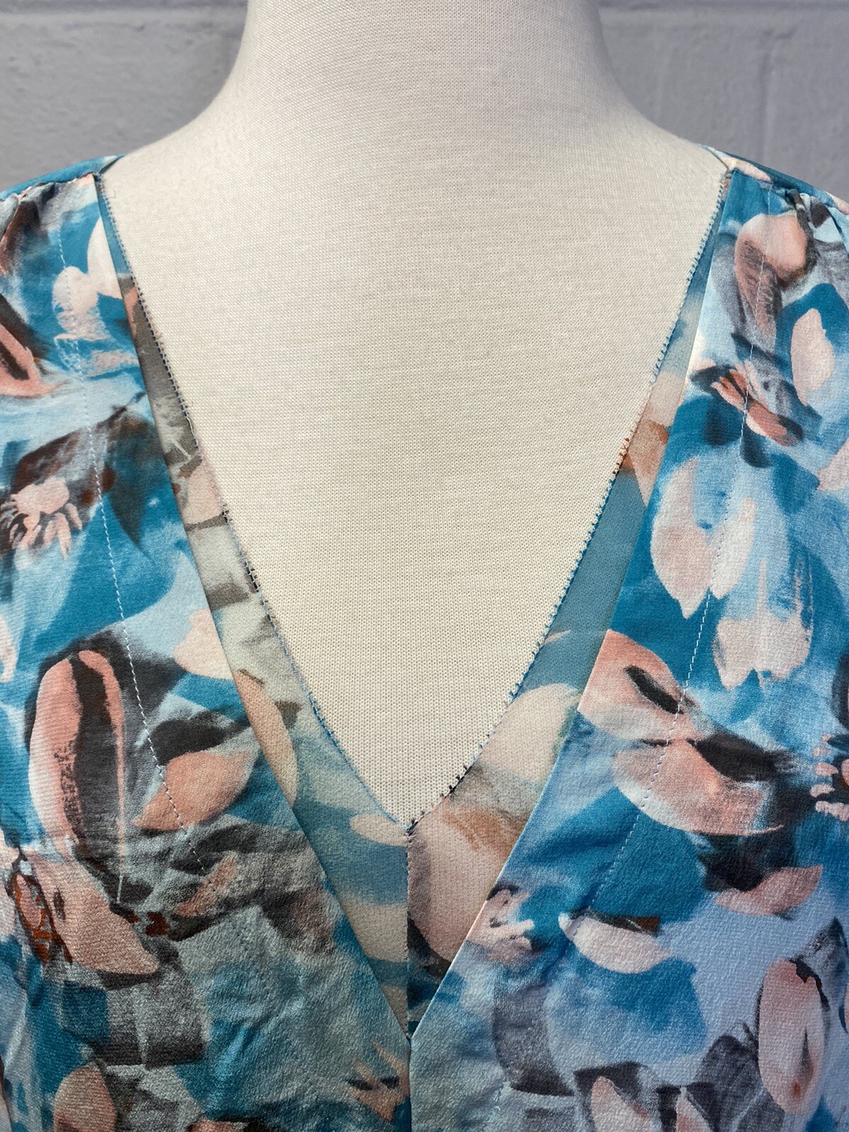 Rebecca Taylor Poolside Aloha Silk Drawstring Waist Fully Lined Blue Dress 10