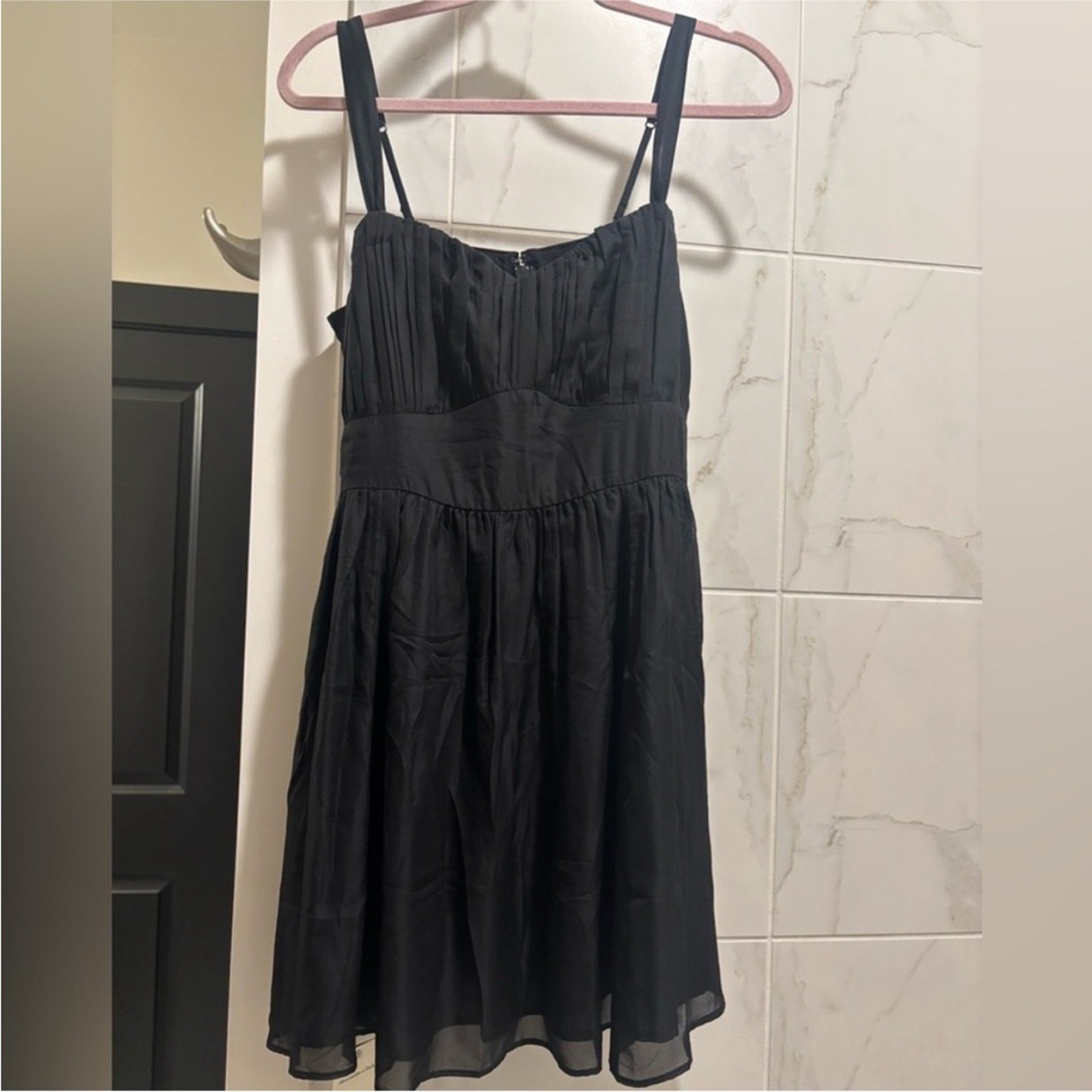 Black Abercrombie Ruched Chiffon Mini Party Dress NWT Size L Large Women’s