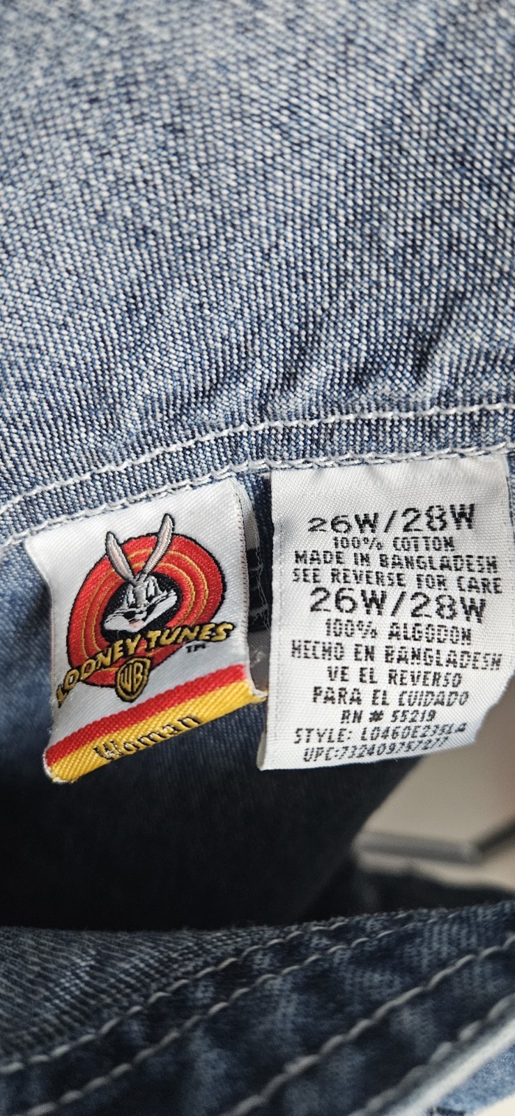 Vintage Womens 26/28 48×6 Y2K Looney Tunes Tweety Bird Denim Short Bib Overalls
