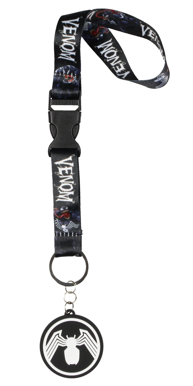 Marvel Venom Wrist Strap Lanyard for Keys with 2″ Rubber Keychain