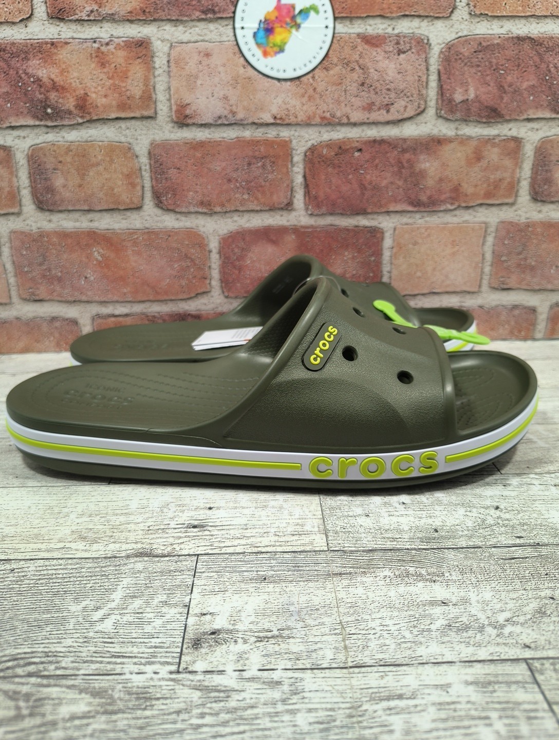 Crocs Bayaband Slide Sandals Men’s Size 11 Army Green 205392-309 NWT