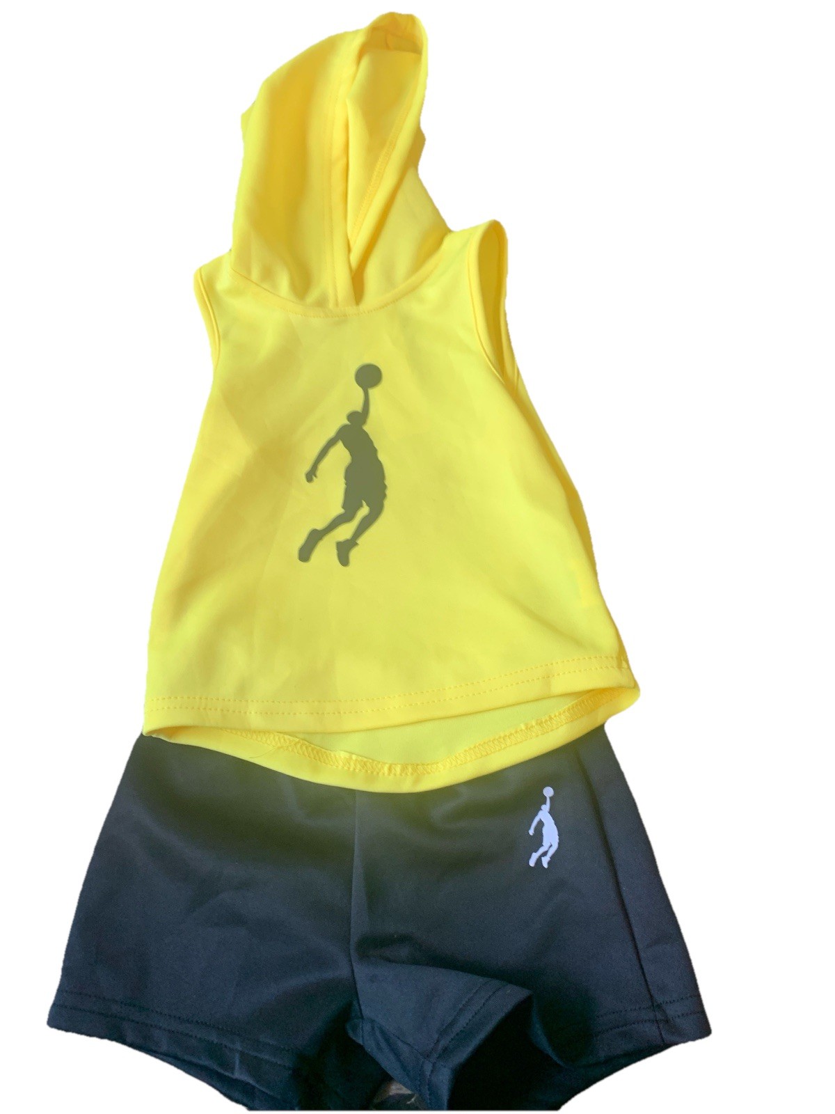 Shein Jumpman Kids Sleeveless Hoodie Tank & Shorts 2 PC Set Yellow Black [Size]