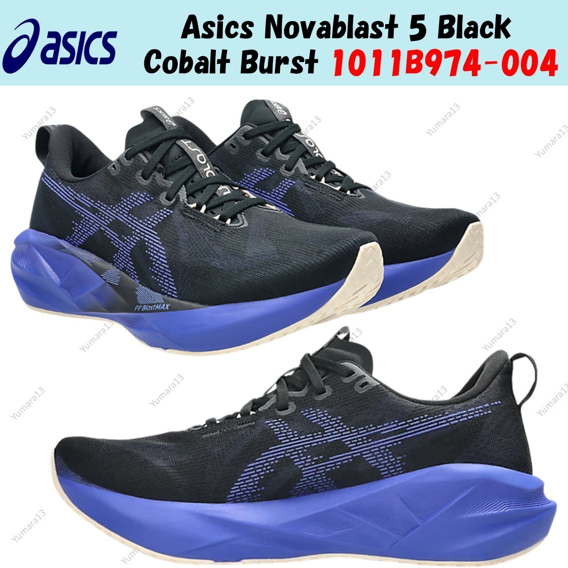 Asics Novablast 5 Black Cobalt Burst 1011B974-004 Men’s Size