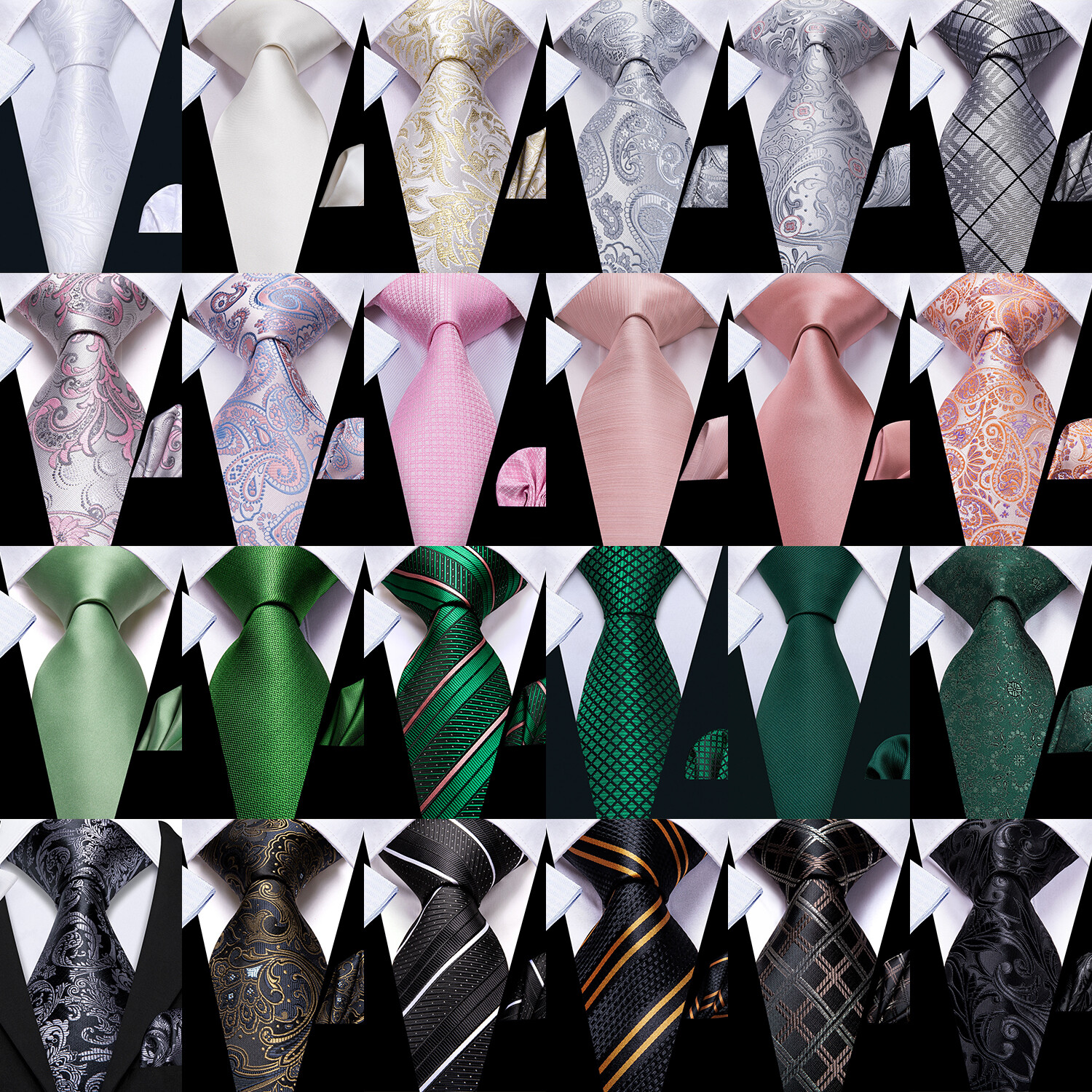 Mens Woven Wedding Ties 100 Colours Paisley Floral Solid Necktie Handkerchief Se