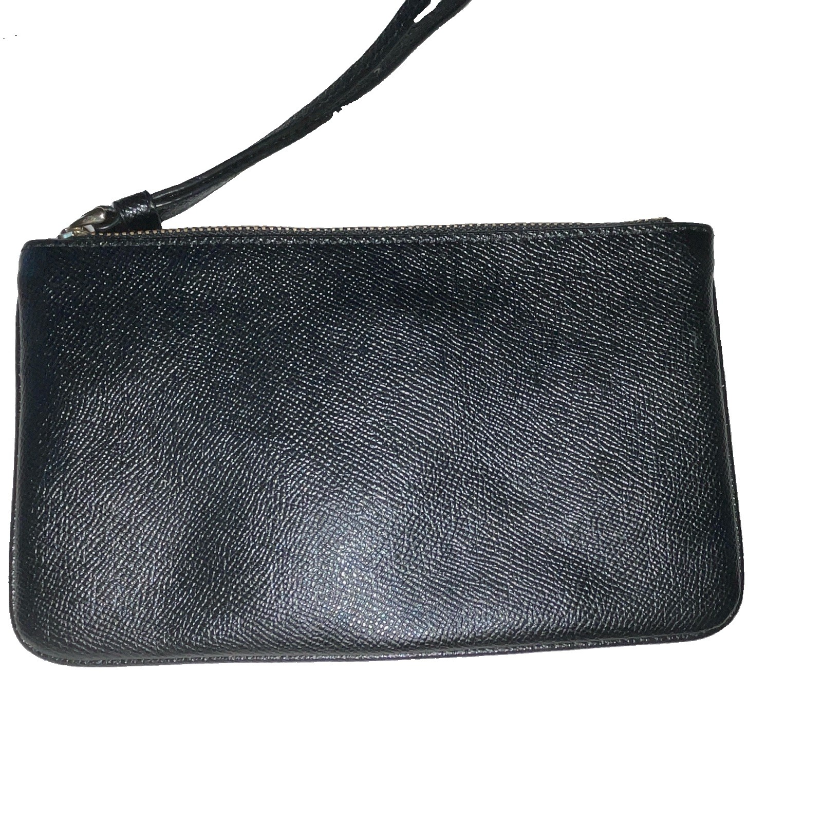 Large Coach Black Wristlet Wallet Zip Closure w/ Wrist Strap Logo Credit Card