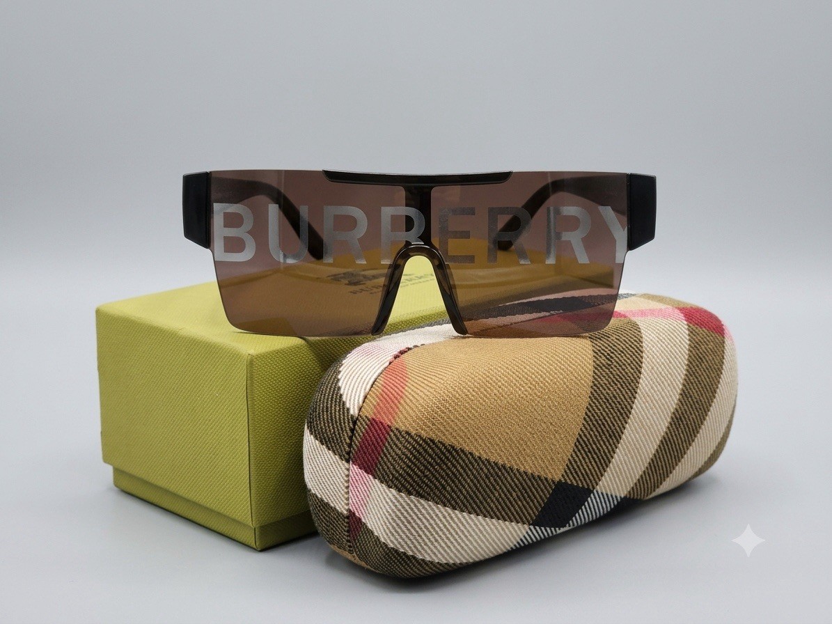 Burberry Women’s Shield Sunglasses Black Plastic Frame Brown Tinted Lens w/ Case