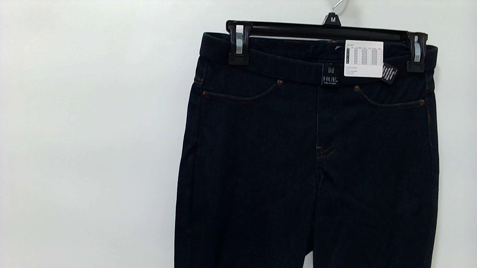 HUE Original Denim Leggings Size Medium Pull On Midnight Rinse Casual