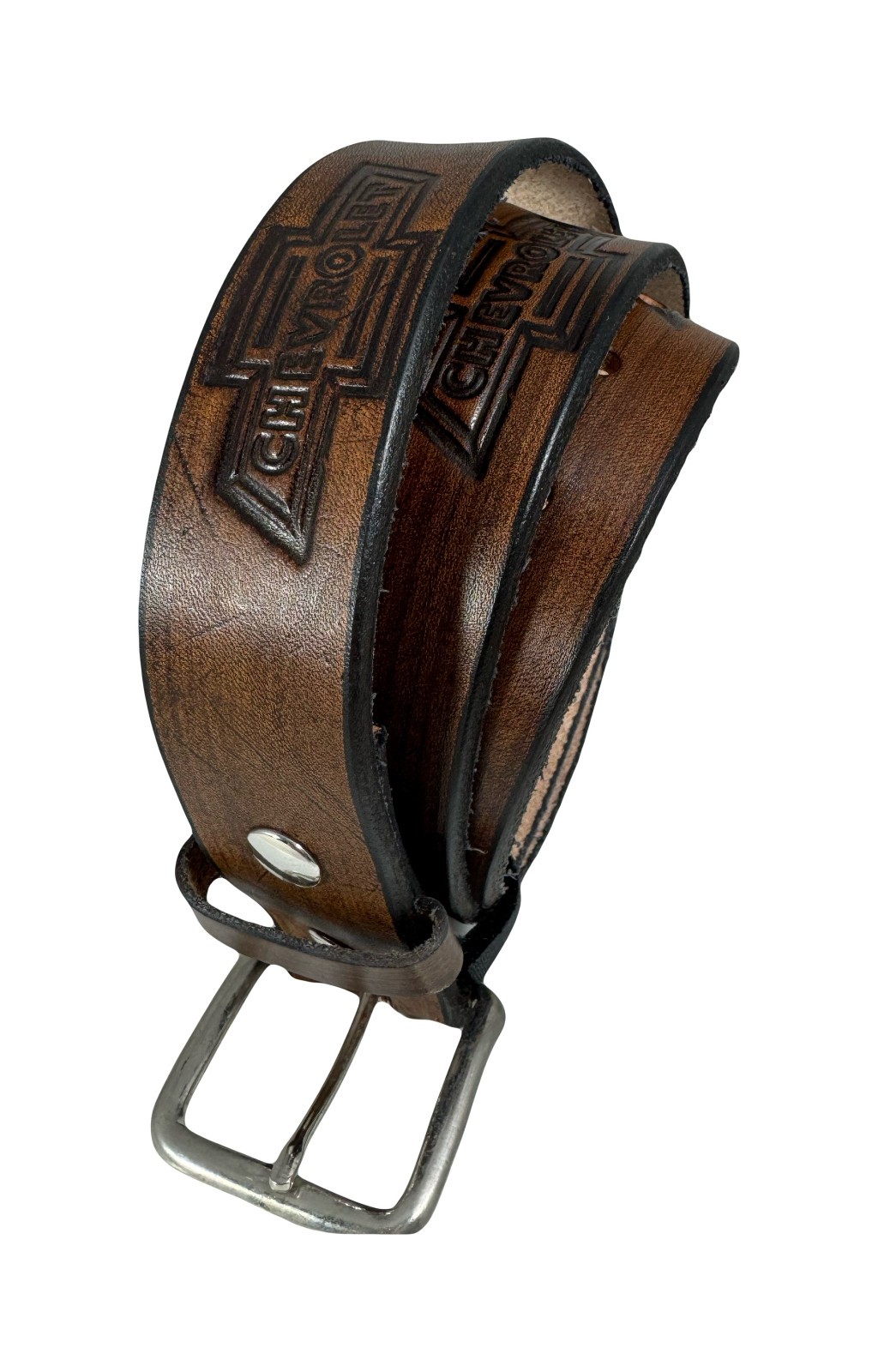 Handmade Chevrolet Embossed Design Leather Belt Size 30-52