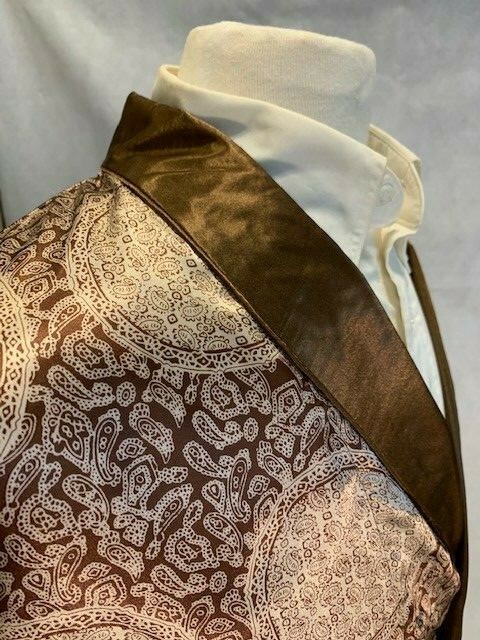 Mens Silk Satin Robe – Coffee Paisley Auspicious – 5 Day Delivery -USA Seller