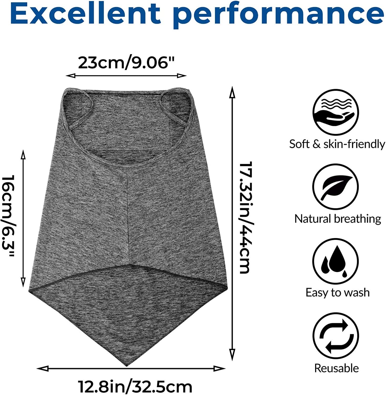 Neck Gaiter Triangle Face Mask with Loops Ear Bandana Cover Scarf for Men Women
