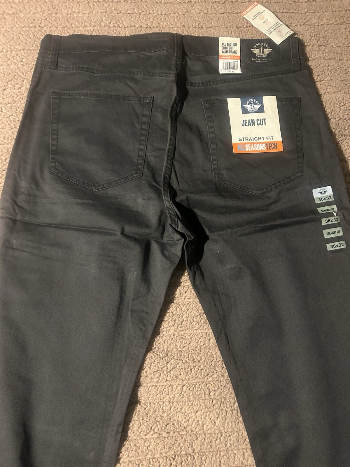 NEW DOCKERS ALL SEASON TECH JEAN CUT STRAIGHT FIT Dark Gray PANTS SZ: 36×32